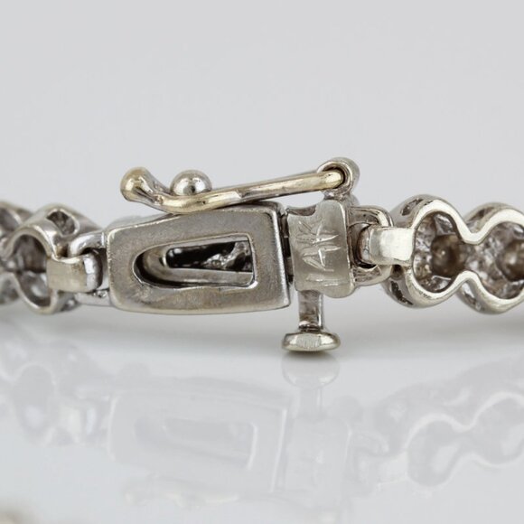 14K White Gold Diamond Tennis Bracelet 7" Classic Wedding Anniversary Jewelry - Picture 3 of 4